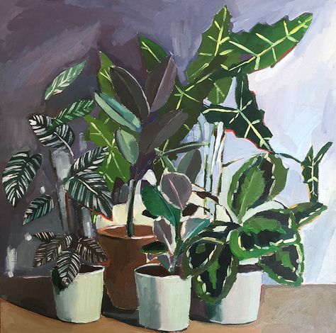 Sun soaked house plants / Erika Lee Sears Arte Indie, Plant Painting, Arte Inspo, Arte Sketchbook, Plant Art, Botanical Art, 그림 그리기, Painting Inspiration, Potted Plants