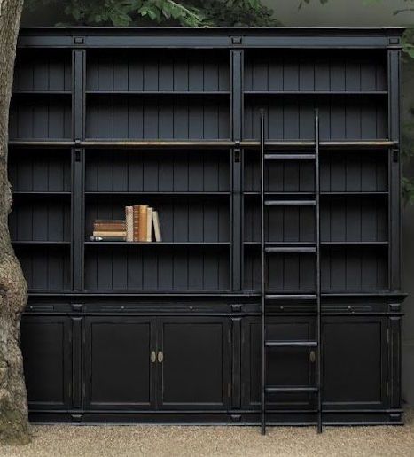 Dark Bookshelves, Window Seat Ideas, Dream Home Library, Black Bookshelf, Home Library Rooms, Built In Shelves Living Room, Black Bookcase, Library Room, Using Chalk Paint