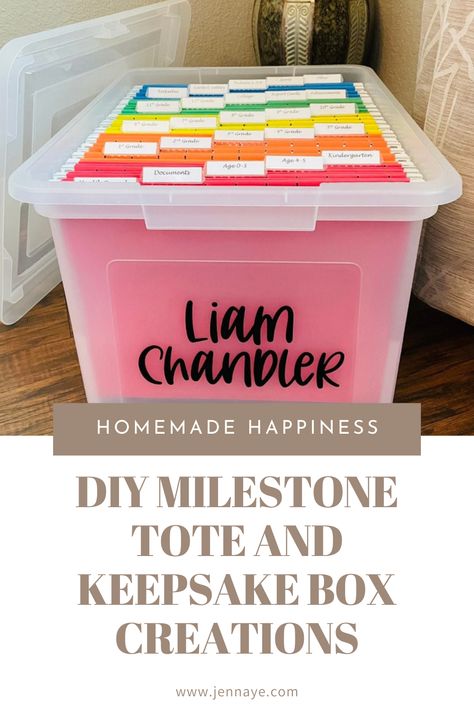 Unleash your creativity and preserve precious memories with my DIY Milestone Tote and Keepsake Boxes tutorial! From school achievements to baby's firsts, discover the art of crafting personalized memory boxes that capture the essence of every special moment. Reduce clutter and cherish memories with this step-by-step guide. Perfect for parents seeking a meaningful and lasting tribute to their little ones. Start your crafting journey today! Newborn Memory Box Ideas, Child Memory Box Ideas, Memory Boxes For Kids, Kids Memory Box Ideas, School Keepsake Boxes, Baby Memory Box Ideas, Diy Keepsake Box Ideas, Baby Keepsake Box Ideas, Diy Memory Box Ideas