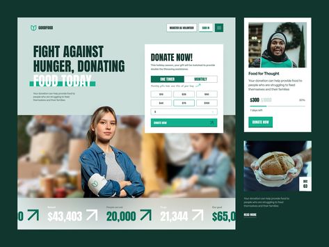 Food Donation Charity Landing Page by Aryo Pamungkas for SLAB Design Studio on Dribbble Charity Websites, Donation Page, Food Donation, Social Cause, Website Creation, Food Website, Donate Now, Email Design, Donate To Charity