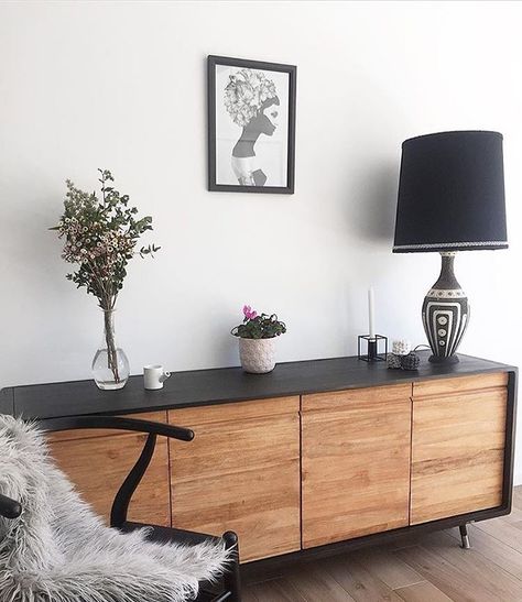 Sick Of It, Sideboard Decor, Buffet Sideboard, Wooden Sideboard, Buffet Cabinet, Scandinavian Furniture, Sideboard Furniture, Prints Art, Furniture Inspiration