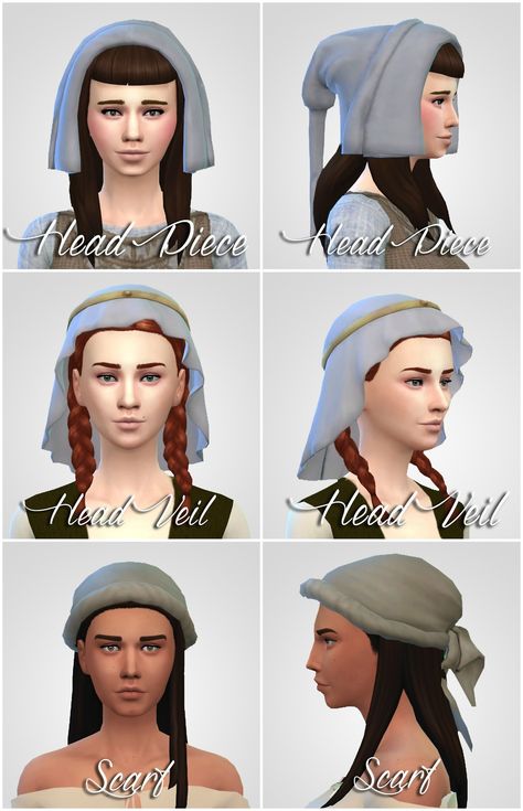 Ts4 Medieval, Medieval Hats, Sims 4 Decades Challenge, Medieval Hairstyles, Sims Medieval, Sims Stories, Cc Sims4, Medieval Clothes, Sims 5