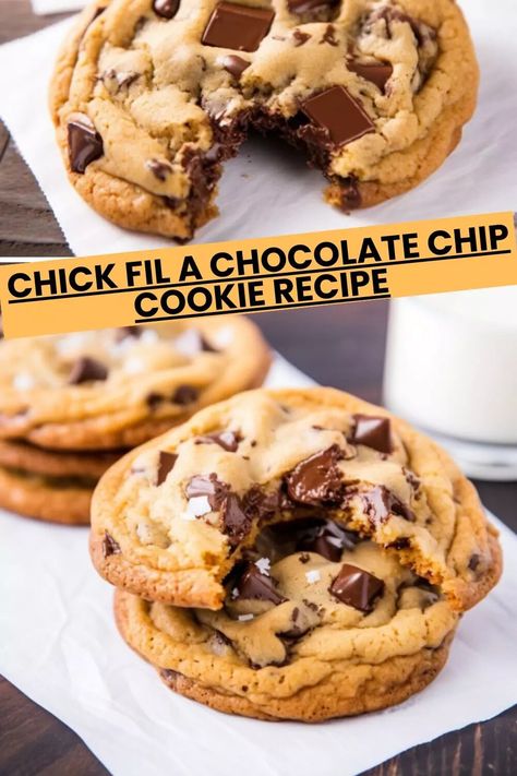 Chick Fila Chocolate Chunk Cookies, Chick Fil A Chocolate Chip Cookie Recipe, Copycat Chick Fil A Cookies, Chick Fil A Cookie Recipe, Delicious Chocolate Chip Cookies, Dairy Free Cookies, Recipes Chocolate, Chocolate Chip Cookie Recipe, Chip Cookie Recipe