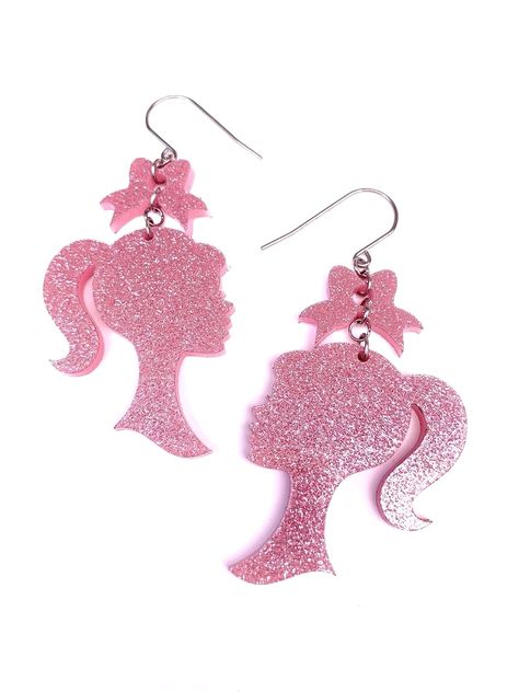 Halloween Customer, Barbie Silhouette, Barbie Theme Party, Fandom Jewelry, Diy Leather Earrings, Barbie Costume, Barbie Theme, Christmas Barbie, Baby Shower Outfit