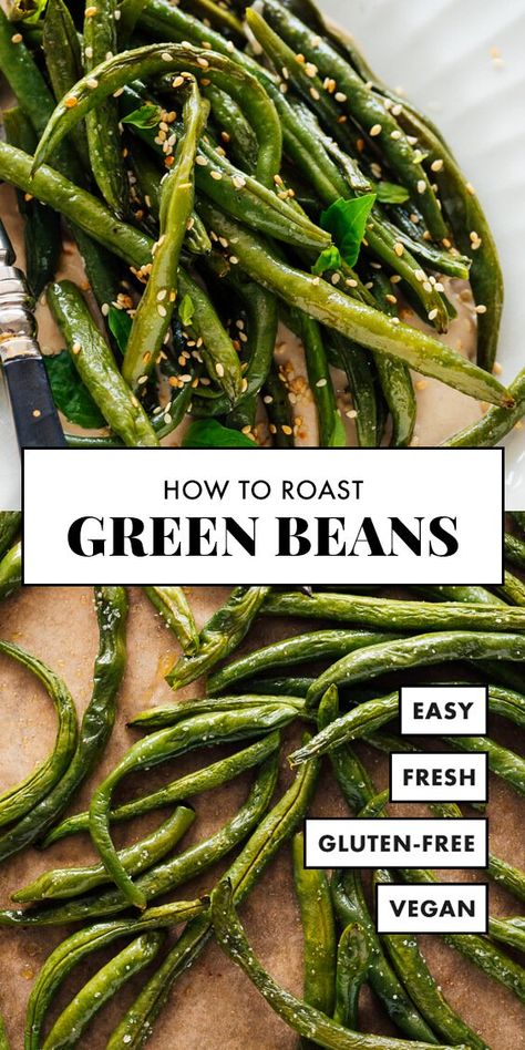 Learn how to roast green beans with this simple recipe. Roasted green beans are an easy and delicious side dish (or snack)! Find flavor variations, too. #greenbeans #roastedgreenbeans #sidedish #healthy #cookieandkate French Cut Green Bean Recipes, Roast Green Beans, Crepes Easy, Oven Roasted Green Beans, Italian Casserole, Easy Crepe Recipe, Roasted Green Beans, How To Roast, Green Bean Recipes