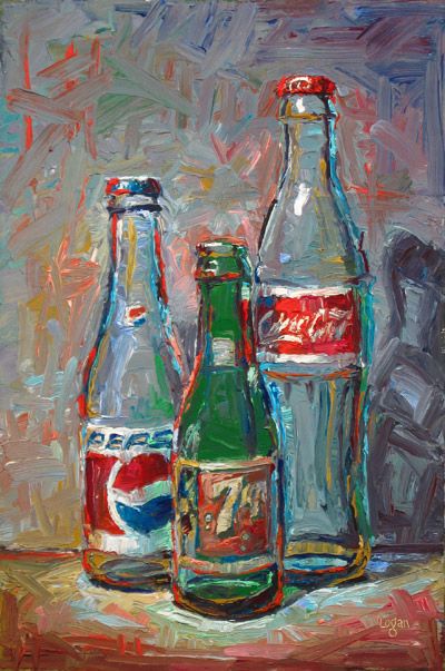 Raymond Logan's Latest Work Three Objects Drawing, Raymond Logan, Objects Art, Coke Bottle, Daily Painting, Foto Art, Painting Still Life, A Level Art, Pop Bottles