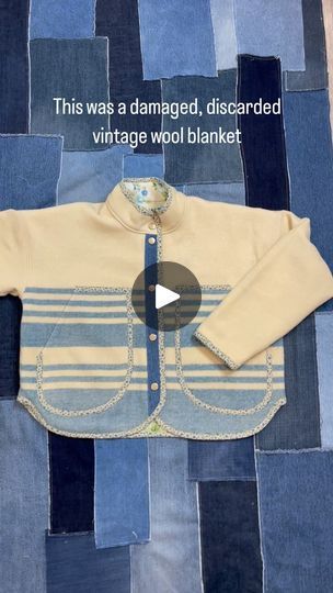 1.2K views · 205 reactions | Even though this vintage wool blanket had lots of damage, it was too good to go to landfill!  After some careful pattern placement and some patching there was enough good fabric to make a coat.  It’s lined with a vintage bedsheet and bound in vintage quilting cotton with a scrap denim placket.  I love how this one turned out, what do you think?

#woolblanket #vintagewoolblanket #blanketcoat #reworkedvintage #upcycledvintage #vintagetextiles #vintagewool #florajacket #upcycledclothing #upcycledfashion #smallbatchfashion #qualityhandmade | Rachel | Upcycled Clothing | Slow Fashion | Noah Kahan · You’re Gonna Go Far Upcycled Clothing, Wool Blanket Coat, Vintage Wool Blanket, Noah Kahan, Wool Blankets, Blanket Coat, Reworked Vintage, Upcycled Fashion, Vintage Textiles