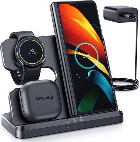 Samsung Gadgets, Iphone Charging Station, 3 In 1 Wireless Charger, Latest Tech Gadgets, Watch Charger, Cordless Phone, Samsung Device, Smartphone Accessories, S22 Ultra