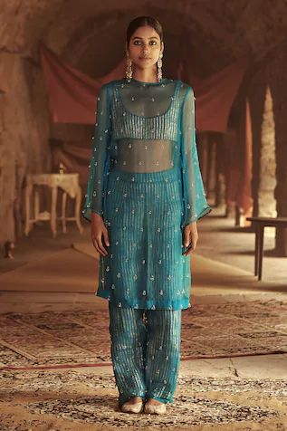 Silk Organza Kurta Set Couture, Haute Couture, Organza Kurta Set, Organza Kurta, Kurti Pant Set, Long Kurti Designs, Kurtis With Pants, Indian Attire, Designer Dresses Indian