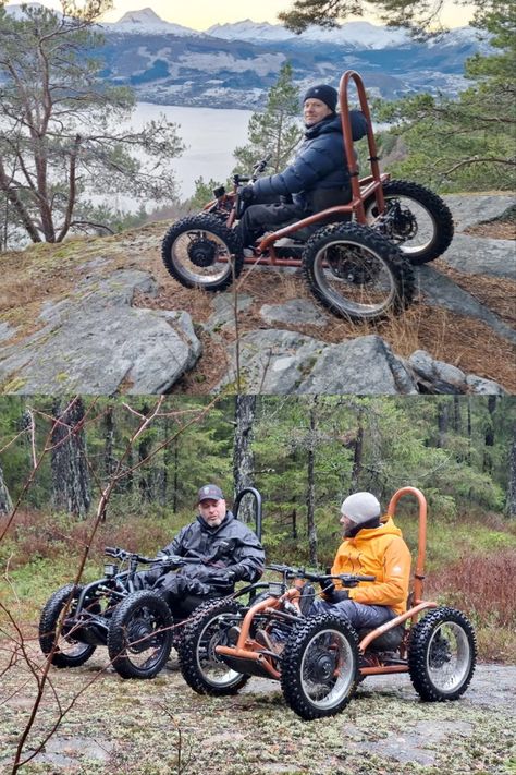 Exoquad four-wheeler brings off-road adventure to wheelchair users Off Road Wheelchair, Go Kart Off Road, Off Road Cars, Off Road Scooter, Eletric Bike, Homemade Go Kart, Ebike Electric Bicycle, Diy Go Kart, Off Road Buggy