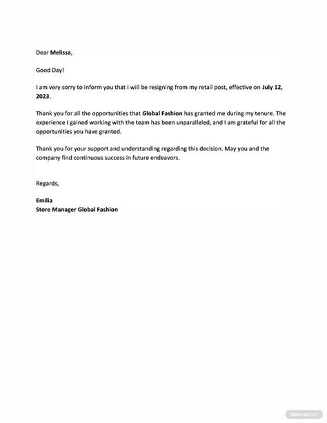 Retail Resignation Letter Resignation Letter For Teacher, Resignation Form, Funny Resignation Letter, Teacher Resignation Letter, Resignation Letter Template, Printable Letter Templates, Short Resignation Letter, Job Letter, Job Resignation Letter