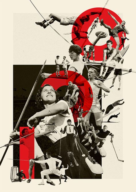 olympics | poster on Behance Collage Illustrations, Design Posters, Olympics Poster, Great Graphic Design, Photoshop Collage, Plakat Design, Sports Graphic Design, Collage Poster, Creative Poster Design