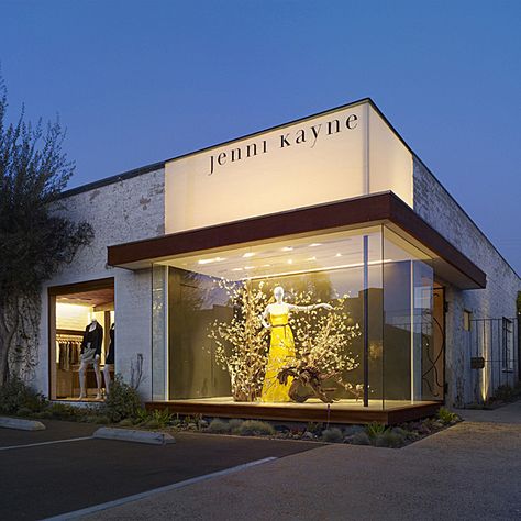 jenni kayne | Standard | Archinect Retail Facade, Retail Architecture, Storefront Design, Facade Lighting, Showroom Design, Jenni Kayne, Commercial Architecture, Retail Interior, Design Exterior