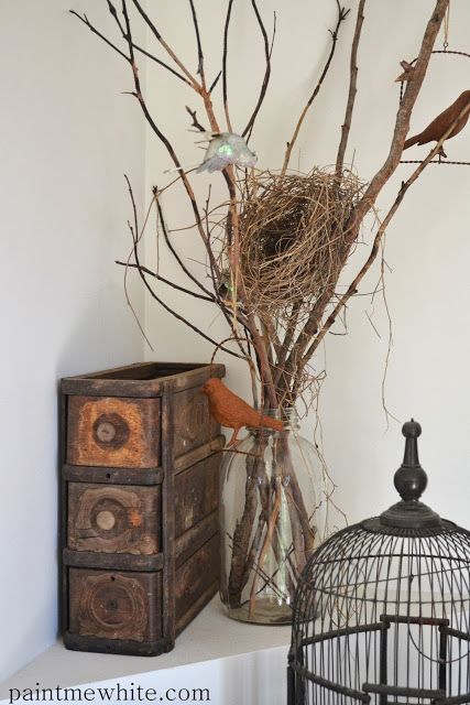 Birds Nest Craft, Bird Nests Art, Bird Nest Craft, Nest Art, Bird Nests, Bird Cage Decor, Birdcages, Bird Theme, Spring Easter Decor