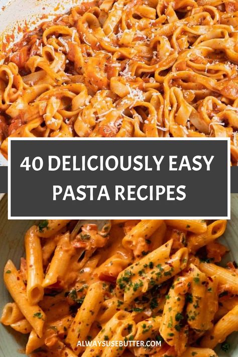 Explore a collection of easy pasta recipes perfect for quick weeknight dinners or simple meals. From creamy Alfredo to flavorful tomato basil sauce, these effortless pasta dishes are sure to satisfy your cravings. Whether you're a beginner cook or seasoned chef, these simple pasta recipes are guaranteed to become family favorites! List Of Pasta, Pasta No Cheese Recipes, Quick Dinner Ideas Pasta, Pasta With Sauce Recipes, Non Creamy Pasta Recipes, Comfort Food Pasta, Dilantin Pasta Recipes, Quick Healthy Pasta Recipes, Quick And Easy Noodle Recipes