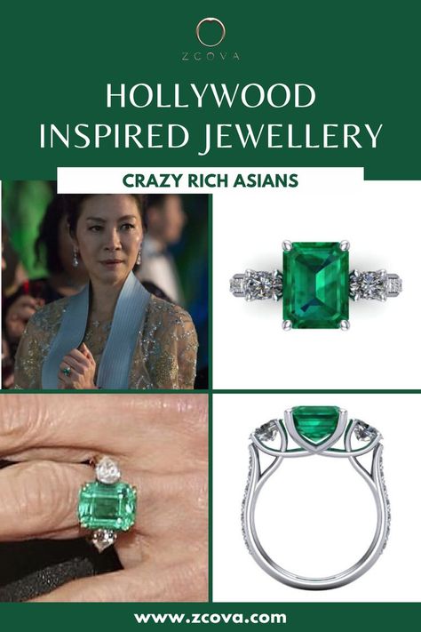 Crazy Rich Asians Emerald Ring, Emerald Ring From Crazy Rich Asians, Crazy Rich Asians Wedding Ring, Colombian Emerald Engagement Ring, Gem Rings Stones, Colour Stone Rings, Crazy Rich Asians Ring, Emerald Ring Design, Rings With Meaning