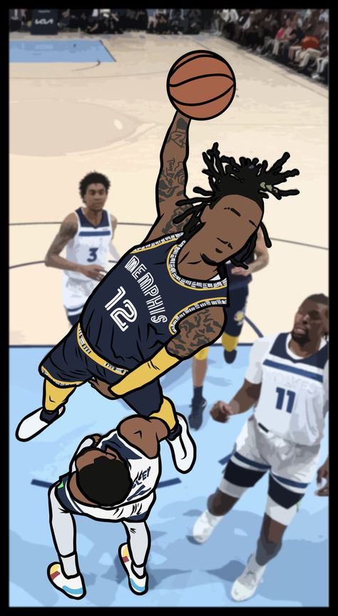 Ja Morant Dunk Wallpaper, Ja Morant Dunk, Cool Basketball Pictures, Ja Morant Style, Cool Basketball Wallpapers, Basketball Artwork, Nba Artwork, Basketball Background, Basketball Moves