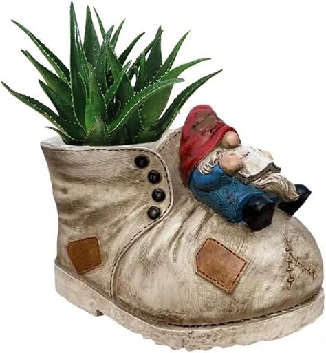 Amazon.com : WT WINGTENG Unique Planter - 7.2 Inch Cowboy Shoe Plant Pot Flowerpot, Vintage Boot Growing Container for Succulents Herb Flower, Resin Gnome Garden Decor Indoor Outdoor Yart Use : Patio, Lawn & Garden Pot Gnomes, Cowboy Boot Planter, Boot Planter, Gnomes Garden, Succulent Display, Resin Planters, Plastic Plant Pots, Plastic Flower Pots, Unique Planter