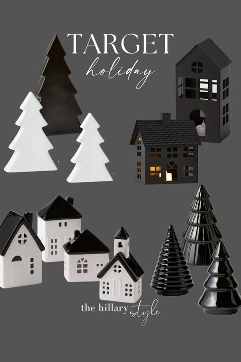 Christmas Tree Target, Trees Black And White, Target Christmas Decor, Black Christmas Decorations, Target Christmas, Target Holiday, Ceramic Tree, Christmas Village Display, Black Christmas Trees