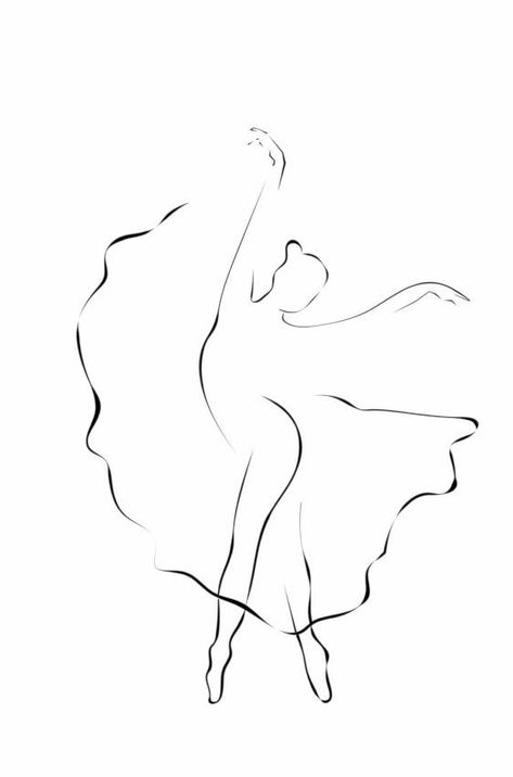 Ballerina Drawing Simple, Dance Silhouette Art, Dancing Line Art, Dance Architecture, Ballerina Line Art, Ballet Dancer Drawing, Ballet Tattoos, Ballerina Sketch, Dancer Drawing