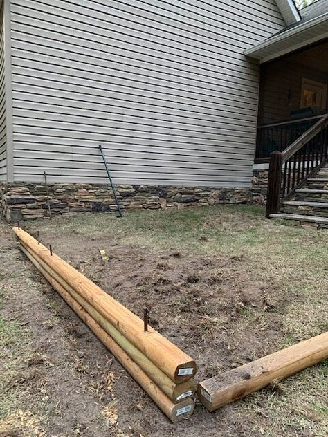 How to Make a Pea Gravel Patio > At Home in the Wildwood Diy Pea Gravel Patio, Gravel Patio Diy, Landscape Bricks, Patio Herb Garden, Gravel Walkway, Carport Patio, Pea Gravel Patio, Landscape Timbers, Gravel Landscaping