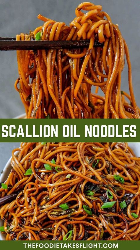 Vegetarian Recipes Noodles, Recipes Noodles, Vegan Noodles Recipes, Veggie Lunch, Scallion Oil, Oil Noodles, Staple Recipes, Scallions Recipes, Asian Noodle Dishes