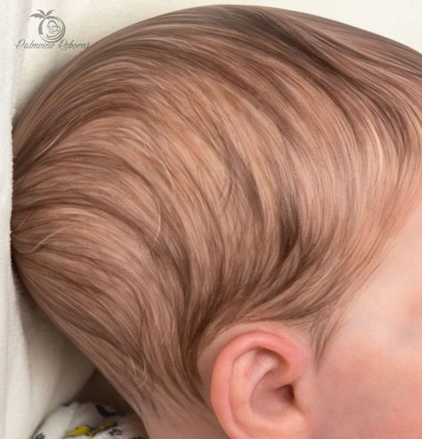 Painted by Palmview Reborns Custom Reborn Dolls, Baby Doll Hair, Under The Skin, Hair Patterns, Baby Painting, Baby Kit, Lace Pink Dress, Baby Jacket, Hair Painting