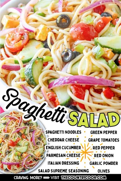 Essen, Coke Salad Recipe, Spagetti Salad Recipes, Clean Eating Low Carb, Spaghetti Pasta Salad, Salad Low Carb, Summer Pasta Salad Recipes, Eating Low Carb, Healthy Breakfast On The Go