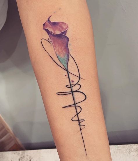 Kala #callalilytattoo #callalily Lily Tattoo Designs, Calla Lily Tattoo, Lilly Tattoo Design, Lilly Flower Tattoo, Lillies Tattoo, Lily Tattoo Design, Lily Flower Tattoos, Bouquet Tattoo, Ribbon Tattoos