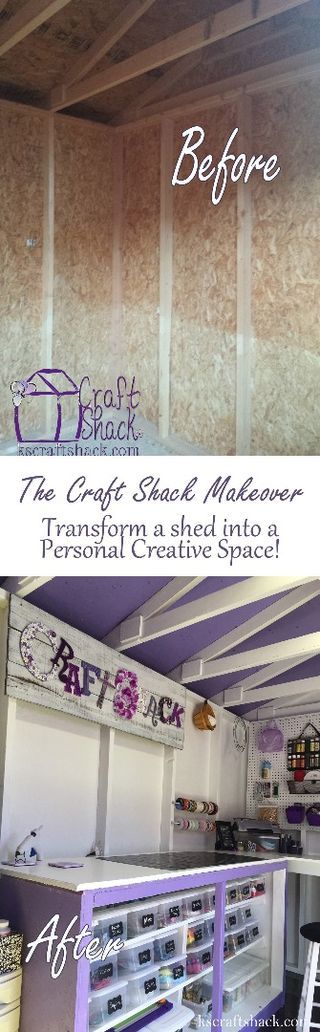 Shed Craft Room, Craft She Shed, She Shed Craft Room, Craft Shack, Corner Sheds, Small Craft Rooms, Craft Shed, Shed Interior, Sewing Spaces