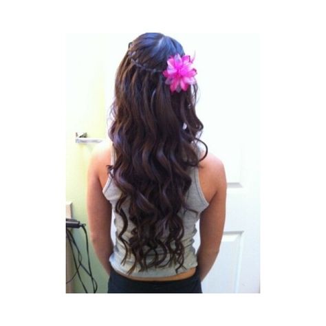 roll the windows down, let your hair flow. ❤ liked on Polyvore featuring beauty products, haircare and hair Waterfall Braid Curls, Braid Curls, Hawaii Party, Hair Idea, Waterfall Braid, Her Hair, Long Hair, Hawaii, Hairstyles