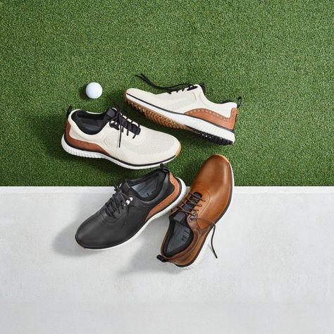 Johnston & Murphy gives a modern upgrade to the golf shoes once worn by Arnold Palmer | Golf Equipment: Clubs, Balls, Bags | Golf Digest Golf Product Photography, Golf Mood Board, Rhoback Golf, Golfing Outfits, Arnold Palmer Golf, Mens Golf Shoes, Mens Golf Fashion, Best Golf Shoes, Nice Family