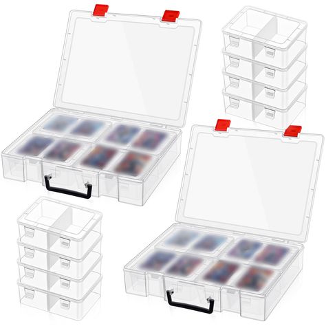 PRICES MAY VARY. Large Capacity: the baseball card storage box with detachable partition can help you sort cards; It can hold up to 180 baseball cards, totaling more than 700 baseball cards, or 400 small card games, totaling 1, 600 cards; It can also store office supplies, tools, markers and so on Reliable to Store: made of PP material, the sport card organizer is waterproof, sturdy, and safe, preventing precious cards from bending, scratching or staining, lightweight, convenient for storage or Sports Card Storage, Pokemon Card Storage Ideas, Baseball Card Storage Ideas, Sports Cards Storage, Baseball Cards Storage, Trading Card Storage Boxes, Trading Card Storage, Playing Card Holder, Playing Card Games