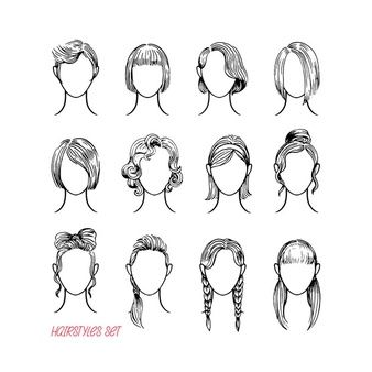 Croquis Hairstyles, Women Hairstyles Drawing Reference, Hair Styles Illustration, Hairstyles For Women Drawing, Hairstyles Sketches, Small Face Hairstyles, Girly Sketches, Hairstyles Illustration, Hairstyle Illustration