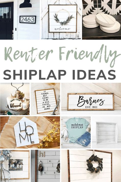 Shiplap Craft Ideas, Shiplap Ideas Diy Projects, Shiplap Decor Ideas, Leftover Shiplap Projects, Renter Friendly Shiplap Wall, Shiplap Sign Ideas, Wreath On Shiplap Wall, Shiplap Crafts, How To Use Shiplap In Your Home