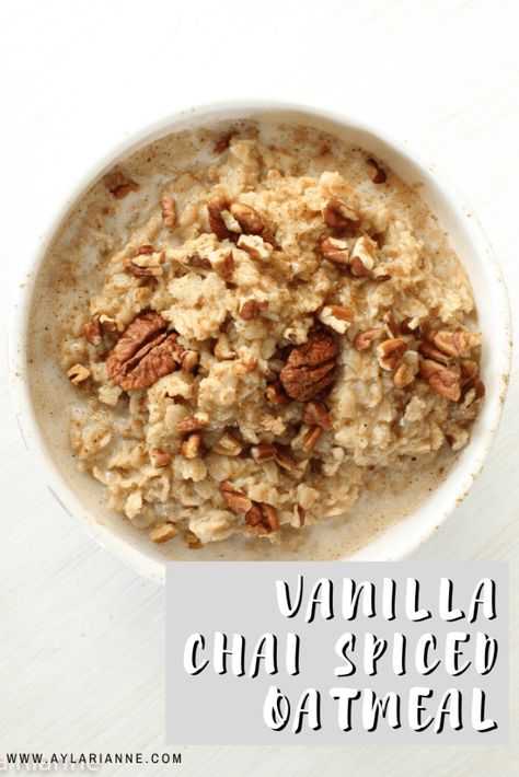 Oat Recipes Healthy Breakfast, Healthy Fall Breakfast Recipes, Chai Overnight Oats, Homemade Chai Spice, Chai Oatmeal, Oatmeal With Almond Milk, Spiced Oatmeal, Homemade Chai Tea, Steel Cut Oats Recipe