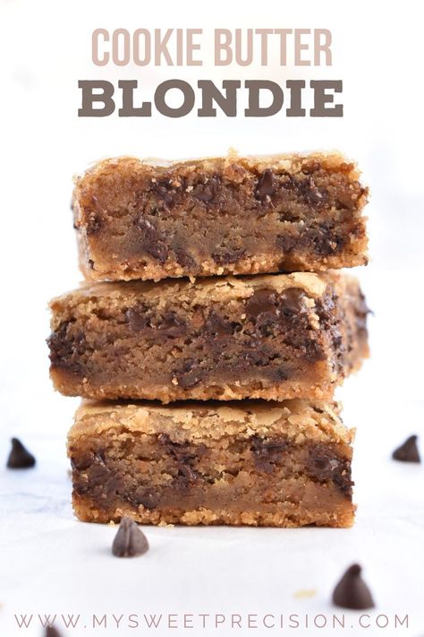 Cookie Butter Blondies, Party Cookies Recipe, Squares Recipes, Speculoos Cookie Butter, Biscoff Cookie Butter, Oatmeal Cookies Chewy, Brownie Desserts, Quick Easy Desserts, Cookie Butter