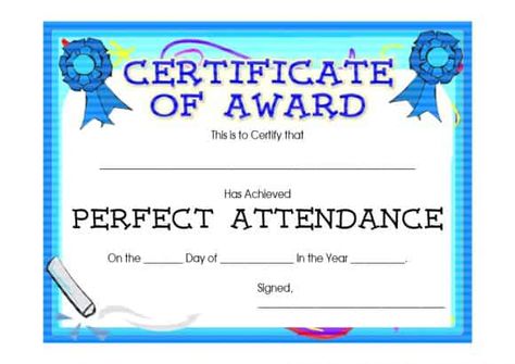 Perfect Attendance Certificate Template (4) - TEMPLATES EXAMPLE | TEMPLATES EXAMPLE Classroom Awards Certificates, School Award Certificates, Perfect Attendance Award, Perfect Attendance Certificate, Attendance Certificate, Certificate Of Recognition Template, Classroom Awards, Free Gift Certificate Template, Teacher Awards