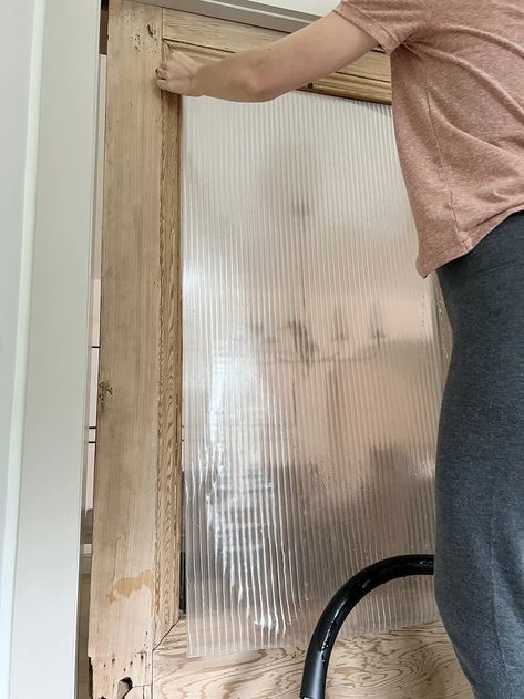 Frost Glass Door Diy, Reeded Glass Pantry Door, Covering Glass Cabinet Doors Diy, Cover Glass Cabinet Doors, Reeded Glass Door, Glass Entry Door, Glass Bathroom Door, West Va, Glass Closet Doors