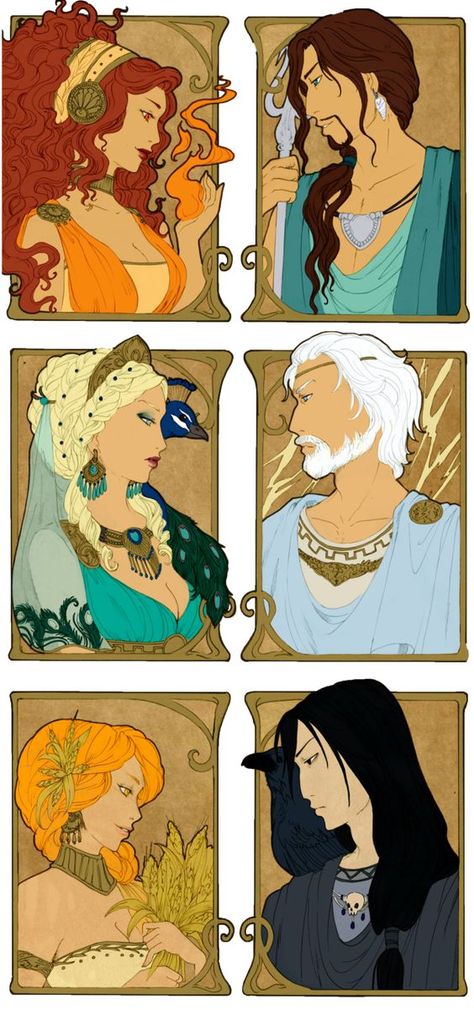 Zeus X Hera, Demeter Hades, Art Nouveau Portrait, Inktober Challenge, Greek Pantheon, Greek Mythology Gods, Greek Mythology Tattoos, Roman Gods, Greek Gods And Goddesses