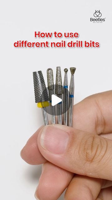 Beetles Gel Polish on Instagram: "🤩Learn how to use different nail drill bits effectively with Beetles electric drill💅  ✨Using Beetles Electric Nail Drill  #beetlesgelpolish #nailhacks #nailtutorial #efile #efiletraining #nails #nailsforbeginners #nailtech #diynails" How To Do Beetles Gel Nails, Nail Efile Bits, E File Nail Drill How To, Drill Bits Types For Nails, Nail Forms Tutorial, Nail Bits Guide, Nail Drill Bits Uses, Nail Drill Bits Guide, Beetles Gel Polish