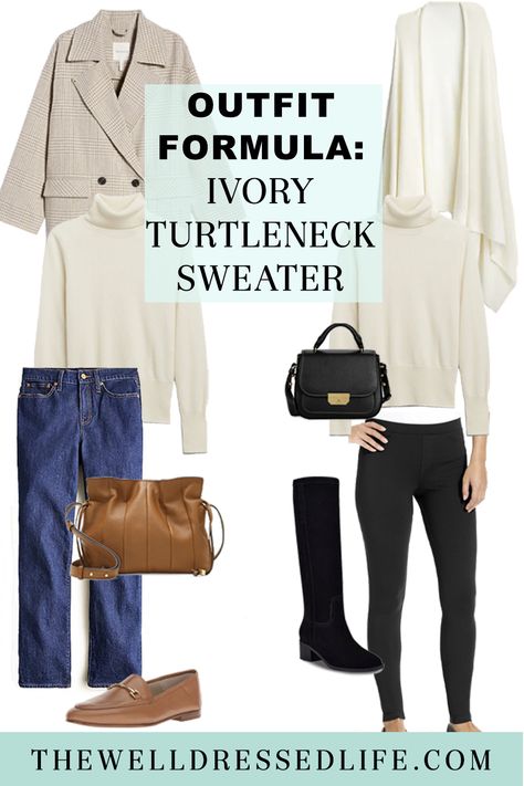 White Turtleneck Sweater Outfit, Turtle Neck Outfit Layers, Ivory Sweater Outfit, White Turtle Neck Outfit, Turtle Neck Outfit Women, White Turtleneck Outfit, Turtleneck Sweater Outfit, Ivory Turtleneck, How To Have Style