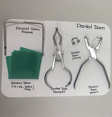 Dental Student Tray Practice Setup Dentist Assistant Study Guides, Sterilization Technician Dental, Root Canal Tray Set Up, Tray Set Up Dental, Dental Instruments Names, Dental Tray Setup, Dental Assistant Study Notes, Dental Tools Names, Dental Assistant Aesthetic