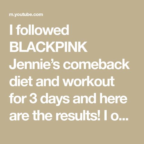 I followed BLACKPINK Jennie’s comeback diet and workout for 3 days and here are the results! I only followed the diet plan and workout as a guideline to los... Diet Challenge, Blackpink Jennie, Diet Plan, I Tried, Diet, How To Plan, Reading