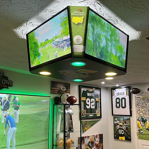 SHOP | Mini Jumbotron & Minitron Products Masters Tournament, Mini Jumbotron, Best Man Caves, Garage Game Rooms, Basketball Room, Basketball Decorations, Man Cave Room, Football Wall, Man Cave Home Bar