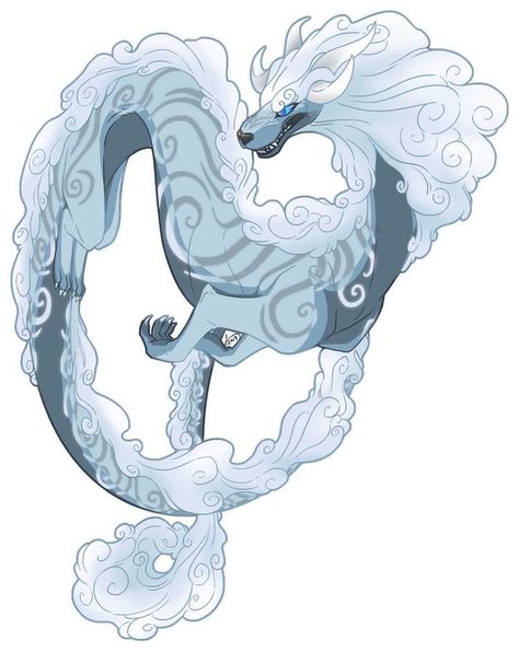 Cloud Character Design, Cloud Dragon, Elemental Dragons, Fantasy Beasts, Creature Drawings, Greek God, White Dragon, Fantasy Monster, Fantasy Creatures Art