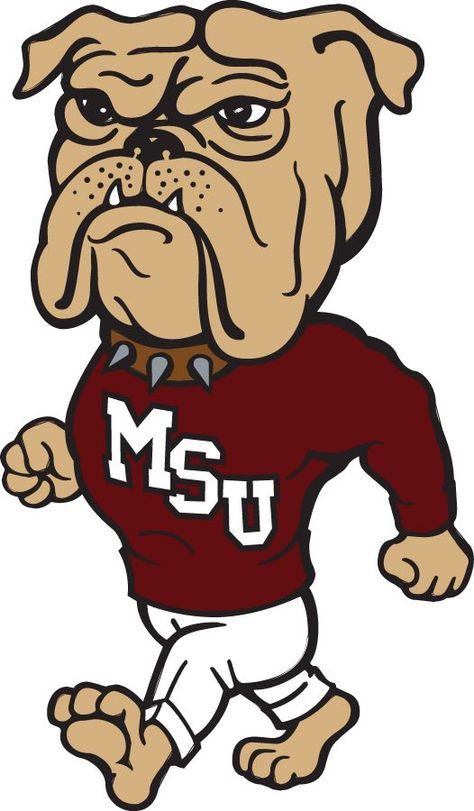 Mississippi State Bulldogs Mascot Logo (1986-2008) - Walking bulldog. Bulldogs Mascot, Mississippi State Football, Bulldog Football, Msu Bulldogs, Football Clipart, Hail State, Bulldog Mascot, Walking Dog, Mississippi State University