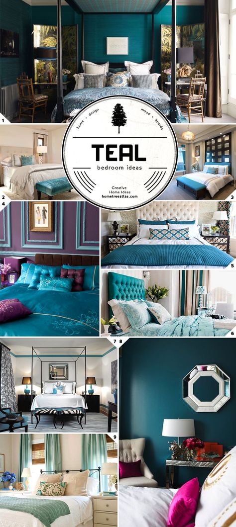 Color Choice: Teal Bedroom Ideas Teal Bedroom Ideas, Teal Rooms, Teal Home Decor, Teal Bedroom, Teal Walls, Bedroom Color, Trendy Bedroom, Bedroom Paint, Blue Bedroom