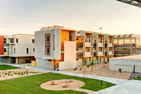 Paisano Green Community is the First Net-Zero Senior Housing Project in the US Co Housing Community, Social Housing Architecture, Green Community, Senior Housing, Co Housing, Collective Housing, Low Cost Housing, Residential Building Design, Community Housing