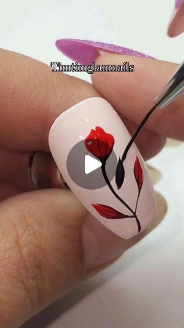 Nails Design With Flowers, Easy Rose Nail Art, Rose Nail Art, Simple Rose, Exotic Nails, Dotting Tool, Rose Nails, Flower Nail, Glam Nails